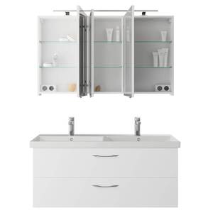 Doppelwaschplatz-Set weiß 120cm mit SpS Weiß - Holzwerkstoff - 120 x 200 x 45 cm