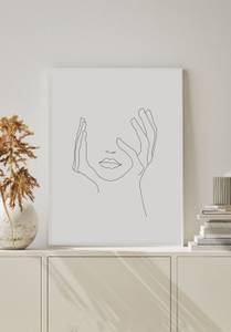 Hände auf Gesicht Linienkunst Poster 30 x 21 x 30 cm