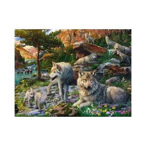 Puzzle Wolfsrudel im Frühlingserwachen Papier - 28 x 6 x 38 cm