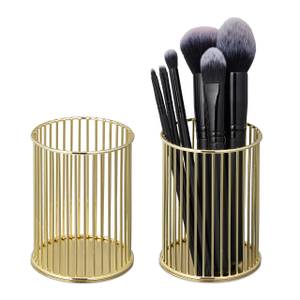 2x Pots à pinceaux de maquillage dorés Doré