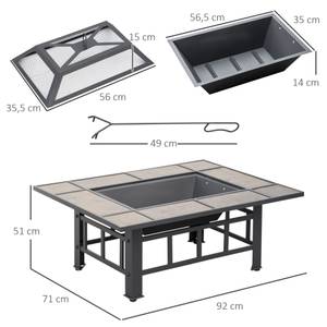 Feuerschale 842-302V00BK Braun - Metall - 71 x 51 x 92 cm