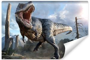 Fototapete DINOSAURIER Wolken Fels 3D 450 x 300 x 300 cm