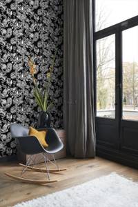 papier peint fleurs et paisleys 6960 Noir