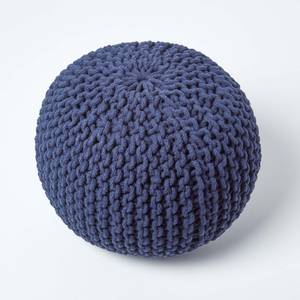 Runder Strickpouf 100% Baumwolle Nachtblau