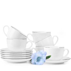 Kaffeeservice MUSCARI 12-tlg 6 Personen Hochglanz Platingrau - Weiß