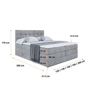 Boxspringbett BERO KING Hellgrau - Breite: 180 cm