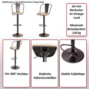 Barhocker H10a (2er-Set) Beige - Schwarz