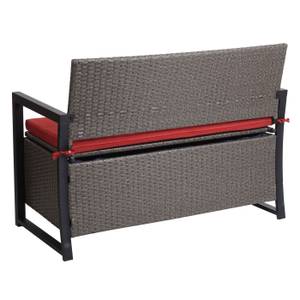 Poly-Rattan 2er Sitzbank F39 Grau - Rot