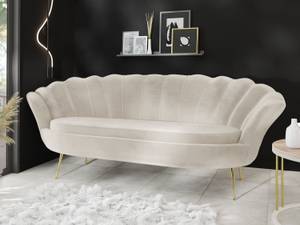 3-Sitzer Samt Muschel Sofa Cara Beige - Gold - Gold