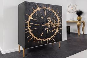 Highboard THE CIRCLE Schwarz - Gold - Massivholz - Holzart/Dekor - 100 x 122 x 38 cm