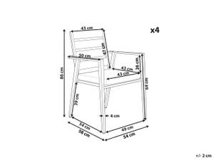 Gartenstuhl TAVIANO 4-tlg Schwarz - Braun - Grau - Metall - 54 x 86 x 58 cm