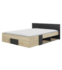 Lit avec Rangements 160x200 cm - Swive Beige - Bois manufacturé - 204 x 80 x 204 cm