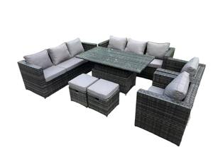 Gartenlounge Sofa Set Grau(7er-Set) Grau - Polyrattan - Stein