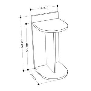 Beistelltisch DOM -  Weiß-Anthrazit Grau - Weiß - Holzwerkstoff - 30 x 61 x 34 cm