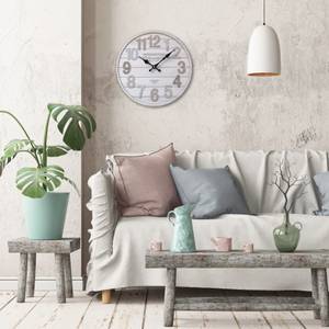 Horloge murale Gasteria Blanc - Bois manufacturé - 4 x 34 x 34 cm