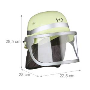 2er Set Feuerwehrhelm mit Blaulicht Schwarz - Silber - Gelb - Kunststoff - Textil - 23 x 29 x 28 cm