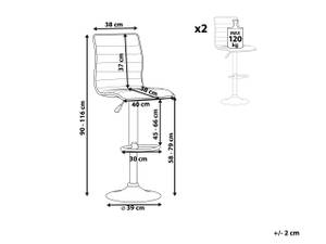 Tabouret de bar LUCERNE Beige - Crème - Argenté - Brillant - Non revêtu