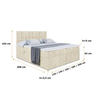 Boxspringbett MIAMI Beige - Breite: 200 cm - H4