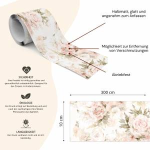 Tapetenbordüre Pfingstrosen BLUMEN Natur Beige - Grün - Pink - Weiß - Papier - Textil - 10 x 300 x 300 cm