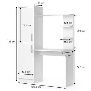 Bureau Tessa blanc Blanc - Bois manufacturé - 122 x 168 x 52 cm