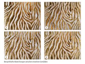 Acrylbild handgemalt Golden Zebra Gold - Massivholz - Textil - 100 x 75 x 4 cm