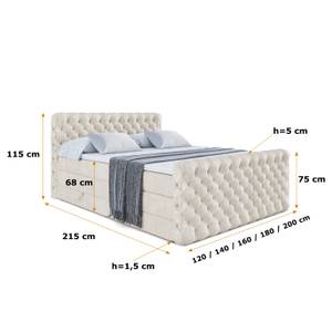 Boxspringbett BOXI8-Z KING Beige - Breite: 180 cm