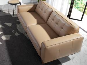 3-Sitzer-Sofa aus sandfarbenem Leder Beige - Echtleder - Textil - 227 x 78 x 95 cm