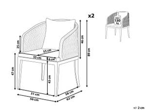 Gartenstuhl LIPARI 2-tlg Grau - Metall - 56 x 89 x 62 cm