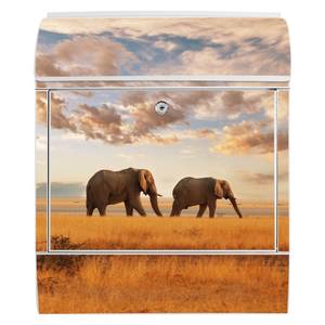 Briefkasten Stahl Elefanten Weiß - Metall - 38 x 46 x 13 cm