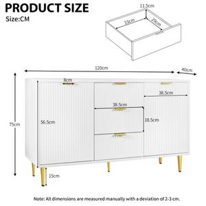 Sideboard M1676 Weiß - Holzwerkstoff - 75 x 40 x 120 cm