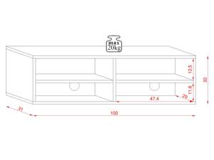 TV-Lowboard Gao Braun - Eiche Wotan Dekor - 100 x 31 x 33 cm