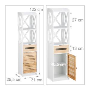 Étagère de salle de bain MDF et bambou Marron - Blanc - Bambou - Bois manufacturé - 31 x 122 x 26 cm