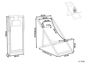 Chaise longue AVELLINO Blanc crème - Chêne foncé - Blanc - Nombre de pièces dans le lot : 1