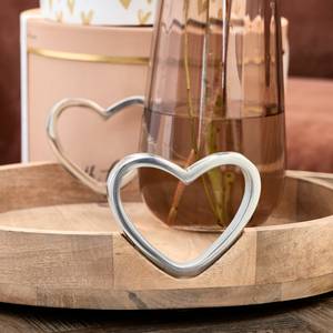 Pretty Hearts Serving Tabletts Braun - Metall - Massivholz - Holzart/Dekor - 40 x 11 x 40 cm