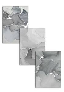 Staubiges Blau Silber Poster Set Papier - 70 x 50 x 70 cm