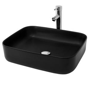 Vasque 51x405x135 cm noir Noir - Céramique - 50 x 10 x 41 cm
