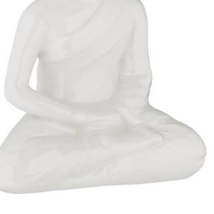 Statue bouddha de couleur blanche Blanc - Céramique - 11 x 17 x 7 cm