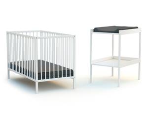 Babyzimmer Bett und Wickeltisch Weiß - Massivholz - 82 x 82 x 0 cm