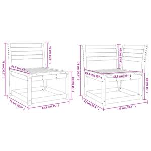 Gartensitzgruppe K6438(5-tlg) Weiß - Massivholz - 78 x 73 x 64 cm