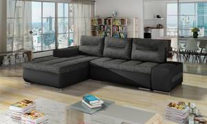 Ecksofa OVIATO Schwarz - Ecke davorstehend links