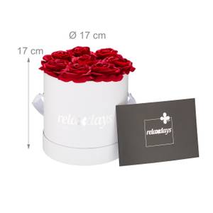 Weiße Rosenbox rund mit 8 Rosen Rot - Weiß