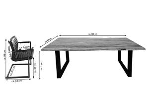 Tischgruppe NOAH Akazie Dekor - Beige - 180 x 90 cm - Schwarz