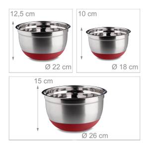 Bol mélangeur lot de 3 saladiers inox Rouge - Argenté