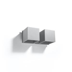 Wandleuchte Quad Grau - Metall - Stein - 12 x 11 x 26 cm