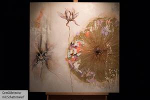 Acrylbild handgemalt Ballet of a Blossom Beige - Braun - Massivholz - Textil - 80 x 80 x 4 cm