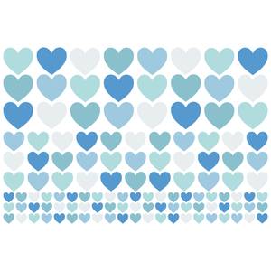 Wandtattoo - 85 Herzen Blau Grau Set 180 x 120 cm