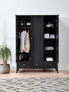 Kleiderschrank Baroque Schwarz - Hochglanz Schwarz - Breite: 143 cm