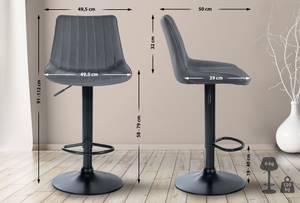 Tabouret de bar Toni Lot de 2 Gris