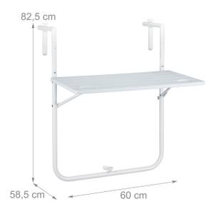 Table balcon suspendue aspect bois Blanc - Métal - Matière plastique - 60 x 83 x 59 cm