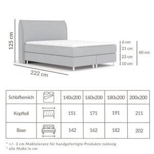 Boxspringbett Chermin Hellgrau - Breite: 200 cm